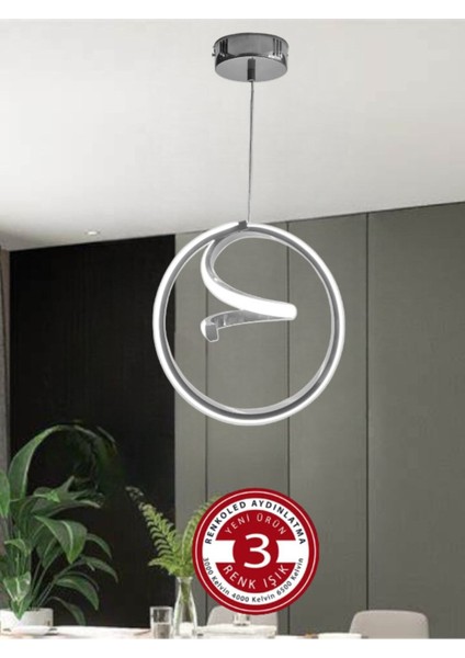 27 3 Renk Işıklı Modern Sarkıt LED Avize Krom Kasa Antre, Hol, Oda 1 Bej 35 - 50 LED Alüminyum Mode