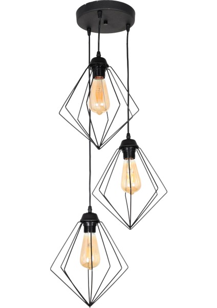 E27 Lina 3.lü Siyah Siyah Metal Modern 81-90 cm 3 40 x 90 fiyatları