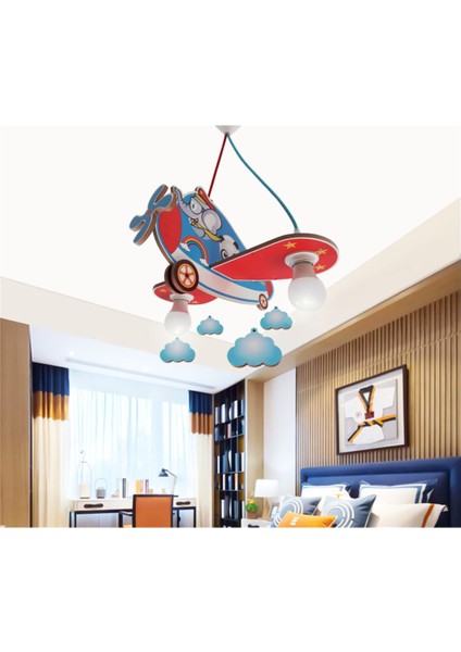 Mavi Ahşap Uçak Fil Çocuk Odası Aydınlatma Ahşap 1 Modern Mavi fiyatları