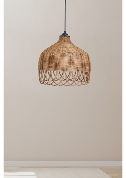 Kahverengi Rattan Bambu Avize Sarkıt E27