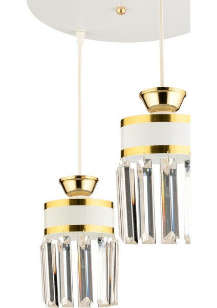 Taşlı Eylül 3 Lü Sarkıt Kristal Taşlı Tepsi Beyaz Sarı Yaldızlı Modern Lüks Avize Metal 3 E27 Beyaz fırsatları