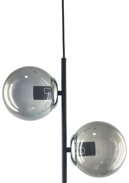 E27 Duet Modern Füme Glop Camlı Sarkıt Avize Siyah 2 Modern Metal modelleri