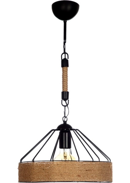 Halat Meyra Tekli Halatlı Sarkıt Siyah Halat 1 E27 51-60 cm Siyah