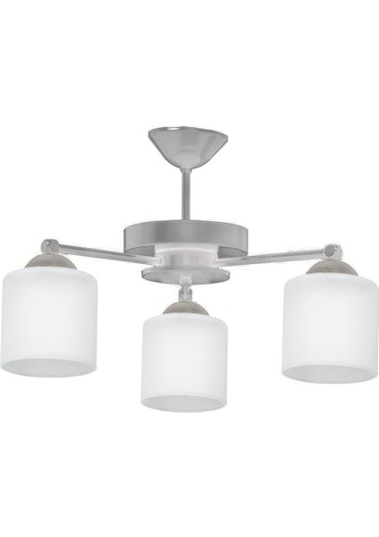 E27 Modern Plofonyer Salon - Mutfak - Yatak Odası Tasarım Camlı Üçlü Avize Gri Cam 3 15 x 35.5 Mutf