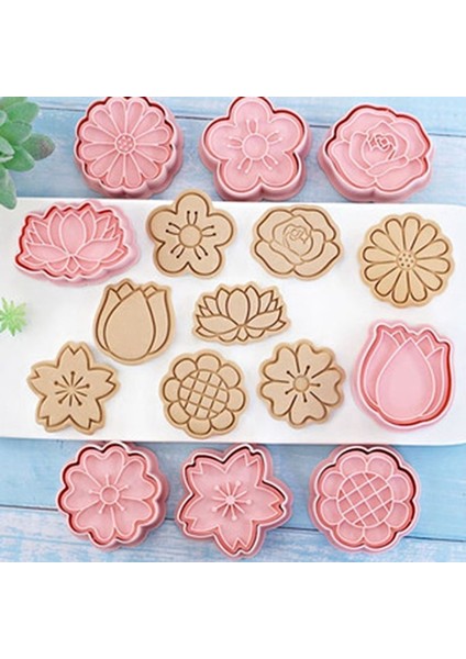 8'li Çiçek Set Detay Kurabiye Kalıp Seti 16’lı