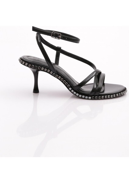 2418 Kadin Bilekten Bağlamali Topuklu Abiye Ayakkabi