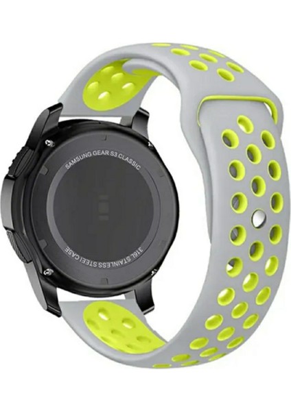 22 mm Universal Delikli Spor Silikon Kordon Gri Yeşil