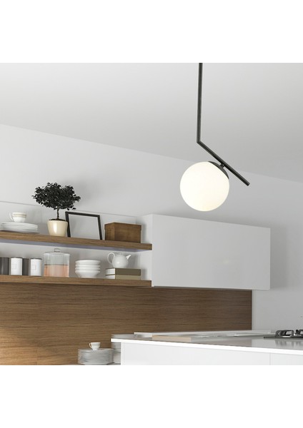 Mutfak Sara Tekli Siyah Sarkıt Modern Sarkıt Mutfak Salon Sarkıt Avize Modern 1 E27 Siyah Metal