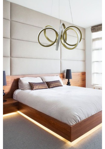 Ledli Talya Gold 45 Kasa Ledli Avize 6 Alüminyum 45 x 45 Altın