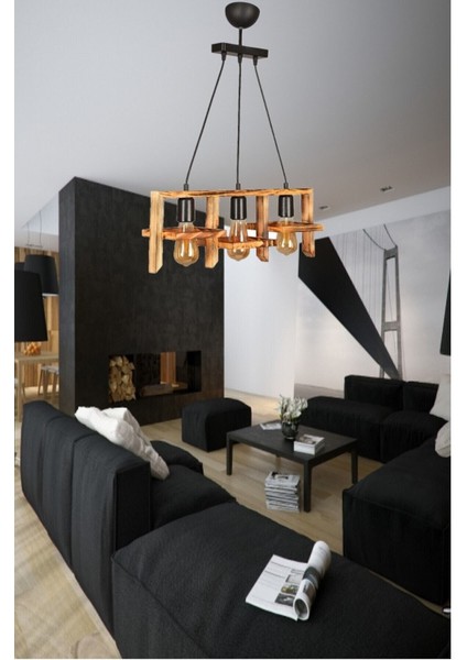 3 Comfo 3 Lü Avize Kahverengi Ahşap Eskitme E27 71-80 cm 70 x 60 fiyatları
