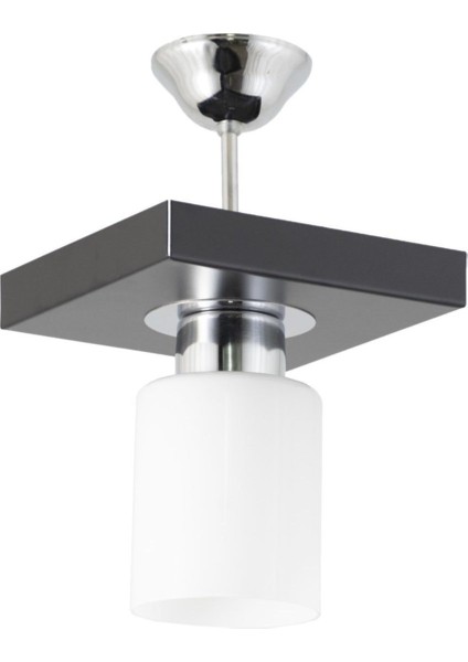 E27 Tekli Modern Spor Model Kare Tepsi Siyah Avize Beyaz Modern Metal 1