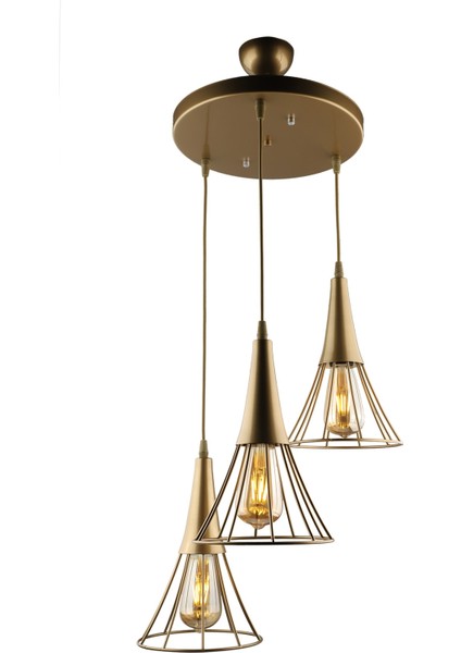 Tek Ebat Havana 3.lü Avize Eskitme Altın 101-120 cm Modern E27 Metal 3 fiyatları