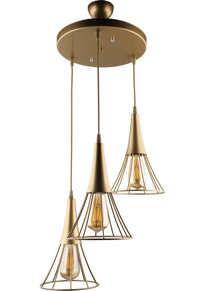 Tek Ebat Havana 3.lü Avize Eskitme Altın 101-120 cm Modern E27 Metal 3 modelleri