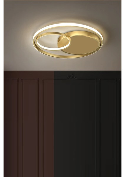 LED Bonasera Modern Gold Kasa Beyaz Ledli Ikili Avize 50 x 50 Ledli Altın 1 Alüminyum