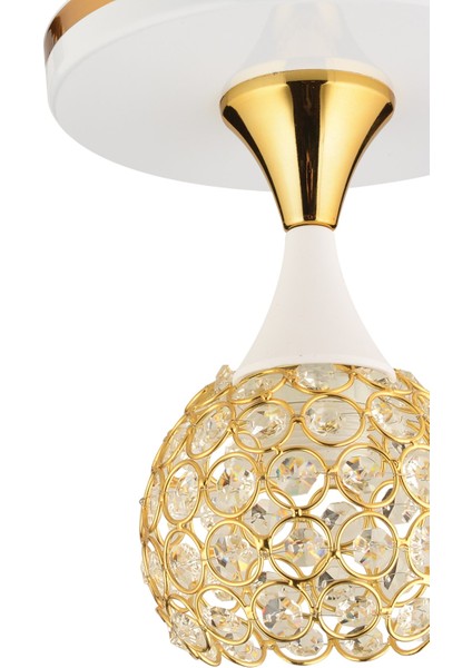 Beyaz Yağmur Kristal Top Beyaz Gold Yaldızlı Tepsili Tekli Modern Lüks Avize 1 E27 Metal fiyatları