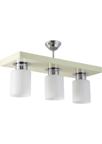 E27 Üçlü Modern Spor Model Dikdörtgen Tepsi Krem Avize 3 Modern Beyaz Metal 30