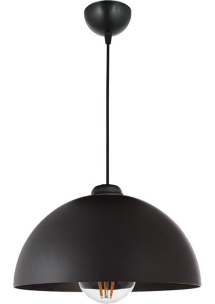 Rustik Retro Rustik Model Modern Metal Tekli Siyah Sarkıt Avize Cafe 1 E27 Metal Siyah