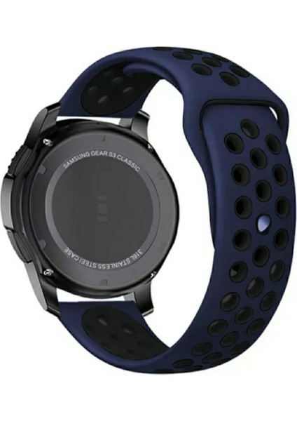 22 mm Universal Delikli Spor Silikon Kordon Lacivert Siyah