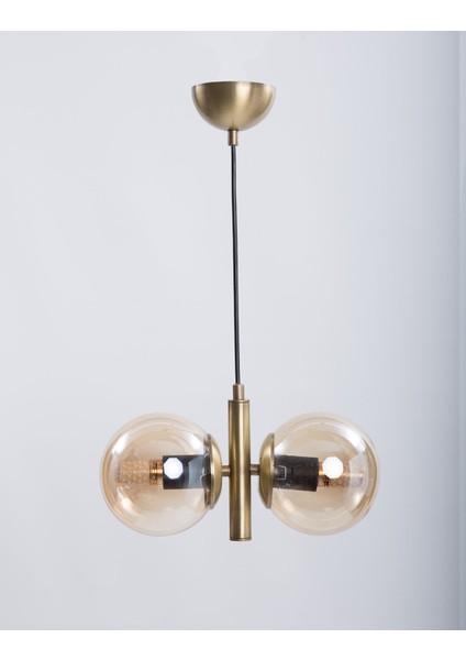 Mavi Monera Eskitme Kaplama Bal Camlı Avize 75 x 38 E27 71-80 cm Eskitme Metal 2