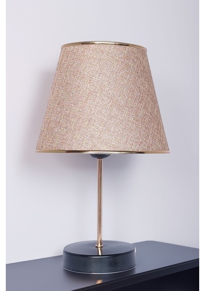 E27 Myk Avize ve Abajur Seti Koyu Bej MA12 Modern 71-80 cm Kumaş Altın 1 30 Salon / Oturma Odası