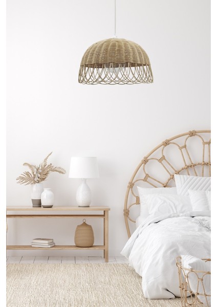 E27 Bambu, Hasır Rattan Sarkıt Avize 35 cm 1 Beyaz Tekli Bambu fiyatları