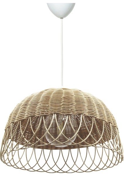 E27 Bambu, Hasır Rattan Sarkıt Avize 35 cm 1 Beyaz Tekli Bambu fırsatları