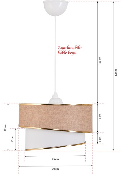 30 x 70 Stare Tekli Sarkıt Avize Kumbeji 1 Bej Kumaş Modern Salon / Oturma Odası E27 51-60 cm