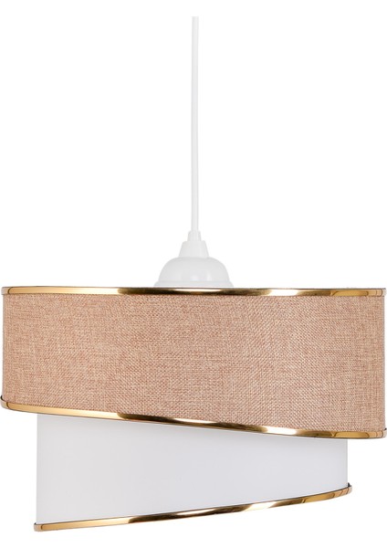 30 x 70 Stare Tekli Sarkıt Avize Kumbeji 1 Bej Kumaş Modern Salon / Oturma Odası E27 51-60 cm