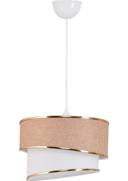 30 x 70 Stare Tekli Sarkıt Avize Kumbeji 1 Bej Kumaş Modern Salon / Oturma Odası E27 51-60 cm