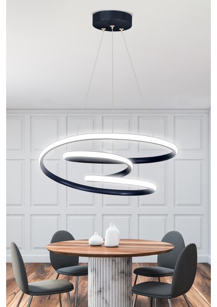 20 x 40 Modern Sarkıt Galaksi Siyah Kasa Beyaz Işık Ledli Avize 1 Modern Salon / Oturma Odası Siyah
