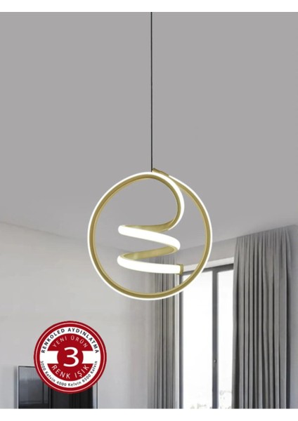 Krom 3 Renk Modern Sarkıt LED Avize Gold Kasa GU10 61-70 cm 25 x 25 Altın 1 Salon / Oturma Odası Mo