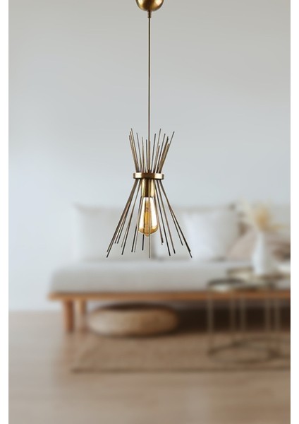 Metal Kirpi Eskitme Tekli Avize Caka Siyah Modern 61-70 cm E27 1