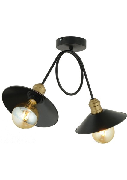 E27 Dominik 2 Li Modern Genç Odası Mutfak Salon Avize 2 Metal Siyah Modern Mutfak modelleri