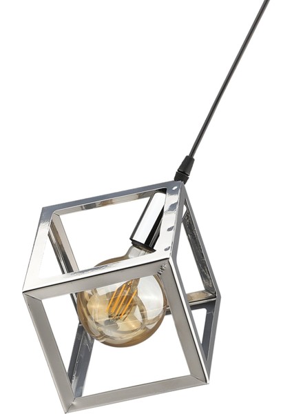 Bej Küp Tekli Avize Krom E27 Metal 61-70 cm Tek Ebat