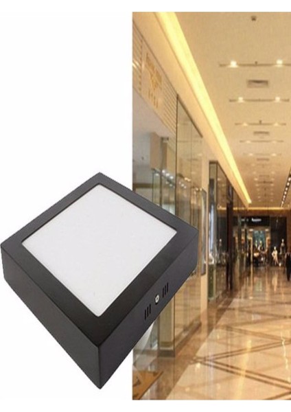 LED LED Tavan Wc Kiler Ofis Lambası 18 W Kare Armatür Sıva Üstü Siyah Kasa Sarı Işık 2700 K 220 V 1