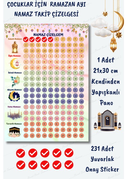 Çocuklar Için Ramazan Ayı Namaz Takip Çizelgesi - Ramazan Sticker - Çocuk Imsakiyesi-Etkinlik