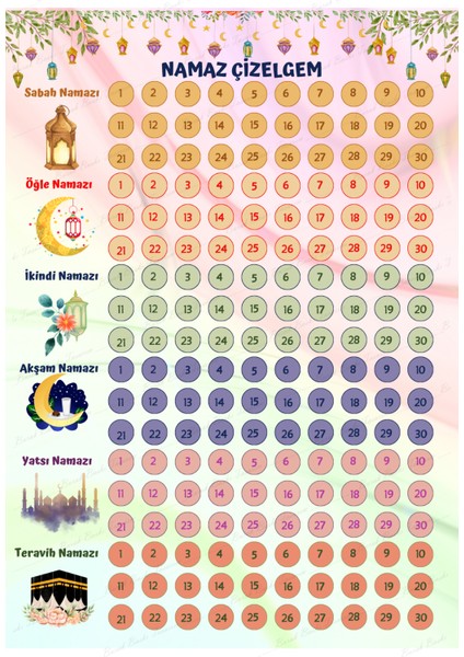 Çocuklar Için Ramazan Ayı Namaz Takip Çizelgesi - Ramazan Sticker - Çocuk Imsakiyesi-Etkinlik fiyatları