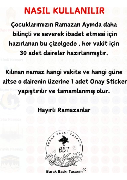 Çocuklar Için Ramazan Ayı Namaz Takip Çizelgesi - Ramazan Sticker - Çocuk Imsakiyesi-Etkinlik fırsatları
