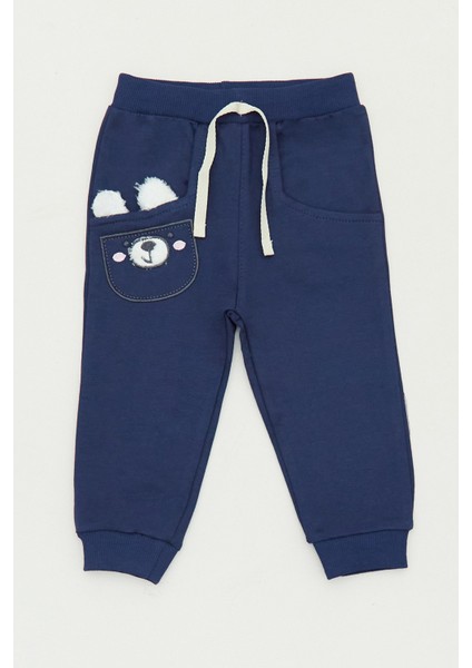 Ayıcık Nakışlı Paçası Lastikli Kız Çocuk Eşofman Altı