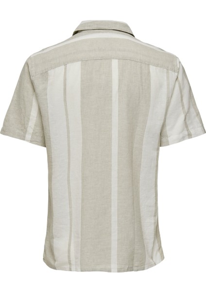 Normal Açık Haki Çizgili Erkek Gömlek Onscaıden Ss Strıpe Lınen Resort Sh fiyatları