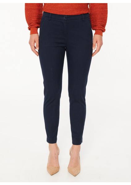 Yüksek Bel Slim Fit Koyu Lacivert Kadın Pantolon 323A4BYW55AH6 fiyatları