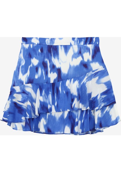 Normal Bel Lacivert - Beyaz Kadın Batik Mini Etek F4SL-ETK0447