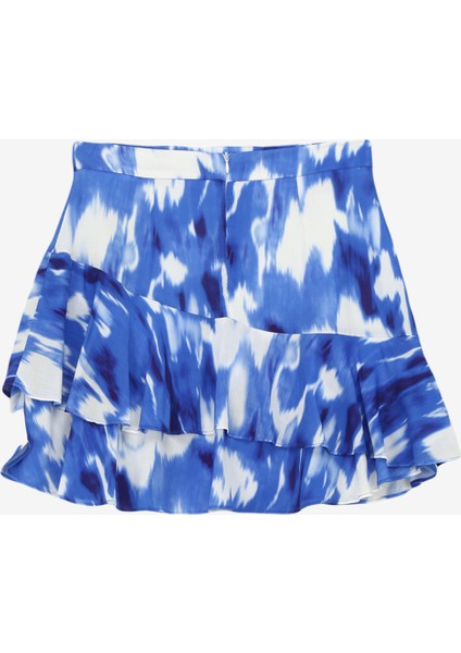 Normal Bel Lacivert - Beyaz Kadın Batik Mini Etek F4SL-ETK0447 fiyatları
