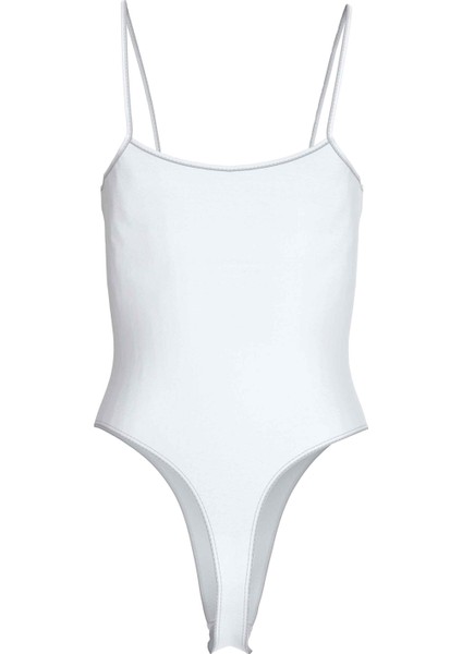 Kare Yaka Düz Beyaz Kadın Atlet J20J223421YAF fırsatları