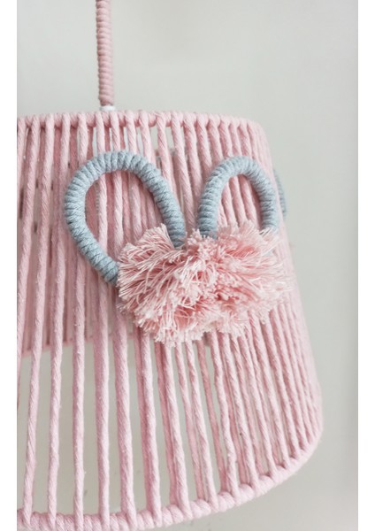 71-80 cm Pembe Makrome Sargı Pembe Ponponlu Konik Tel Kız Bebek ve Çocuk Odası Tasarım Sarkıt Avize modelleri
