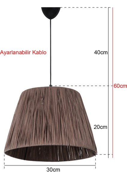 E27 Gaufres Handmade Sarkıt Avize Kahve Tekli 30 Hasır Kahverengi 71-80 cm fiyatları