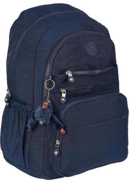 5 Bölmeli Kırınkıl Su Itici Kumaş Aksesuarlı Okul Sırt Çantası 1630-LACIVERT
