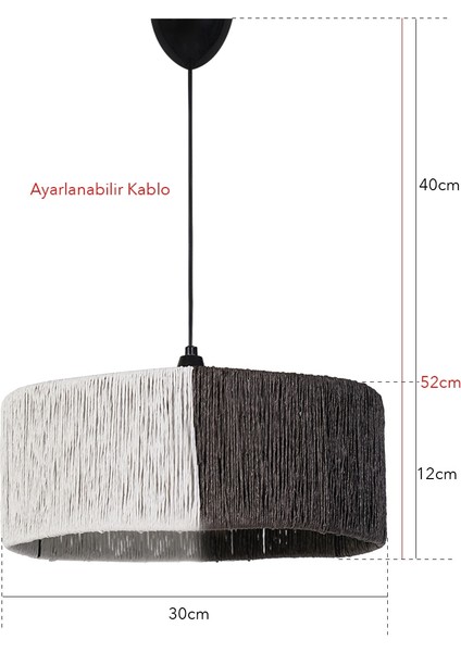 Gri Froid Handmade Sarkıt Avize Gri Beyaz E27 71-80 cm Tekli 30 Hasır