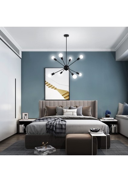 Siyah Mia 8 Li Siyah Modern Kirpi Avize 8 E27 Metal 51-60 cm 60 x 60 Modern fiyatları