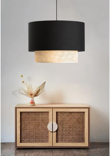 Kumaş Iç Kumaşlı Siyah Başlıklı Sarkıt Avize AYD-3275 E27 61-70 cm Siyah Modern 1